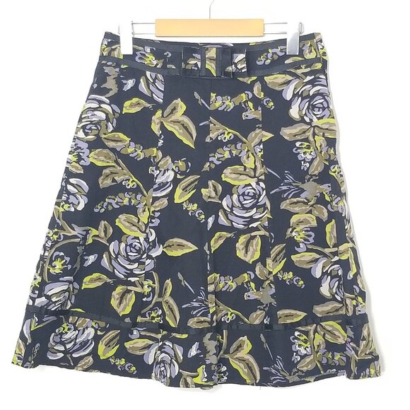 RW&Co. Purple Floral Rose Print A-Line 100% Cotton Skirt Business Casual Size 2 - Picture 1 of 10